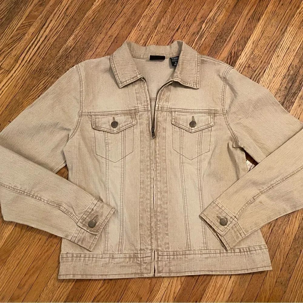 Vintage NY Jeans tank/khaki color full zip jean jacket